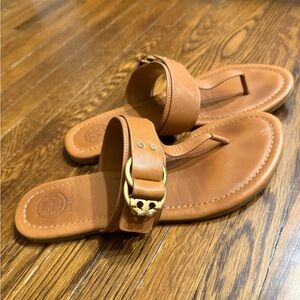 Women's Tan Sandals with Gold Accent